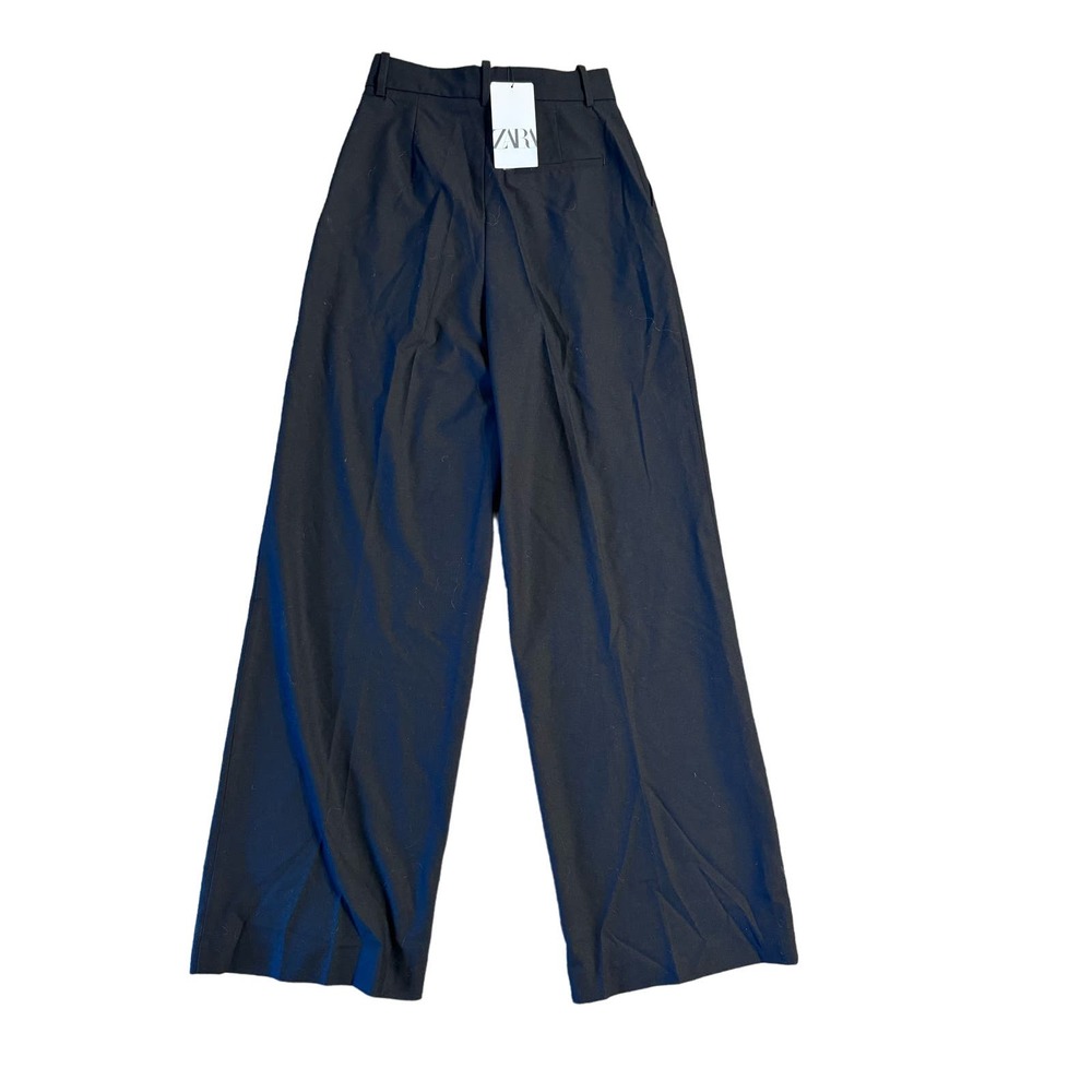 Zara Black Wide Leg Pants Trousers with Darts XS NWT